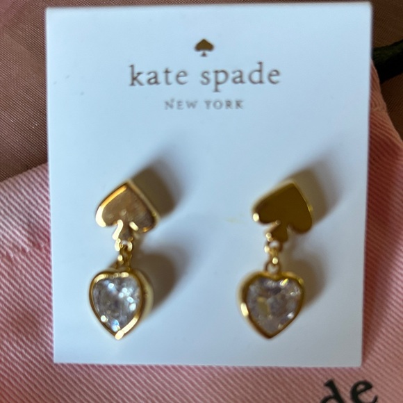 Kate Spade Gold Heart Drop Earrings - Picture 2 of 3